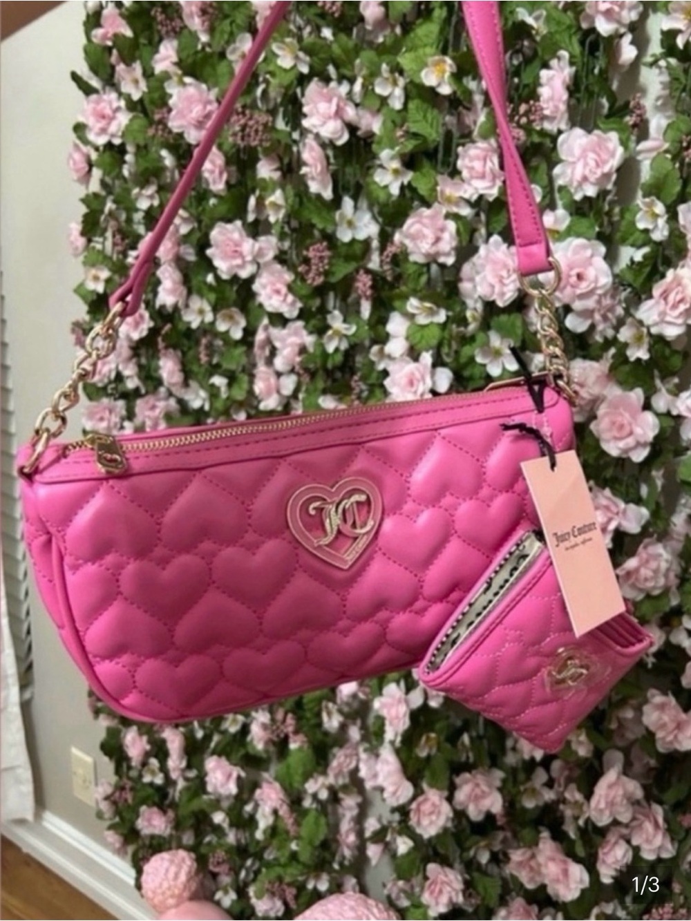 Juicy couture flawless bag, color heart quilted juicy with a matching wallet